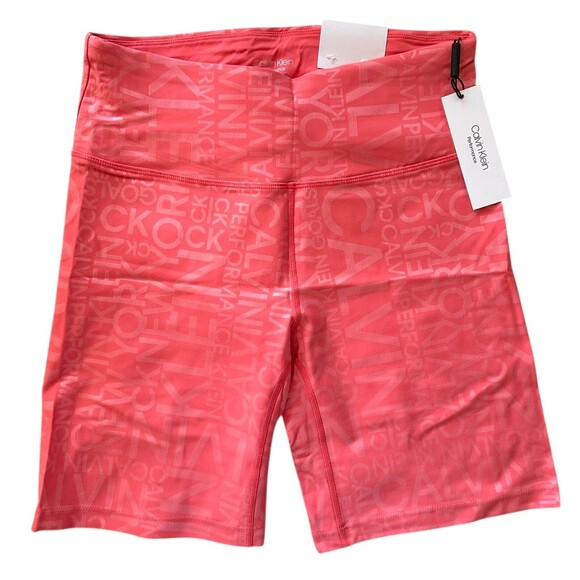 Calvin Klein Performance Women's High Waist 7" Bike Short Size M Coral - Picture 2 of 10